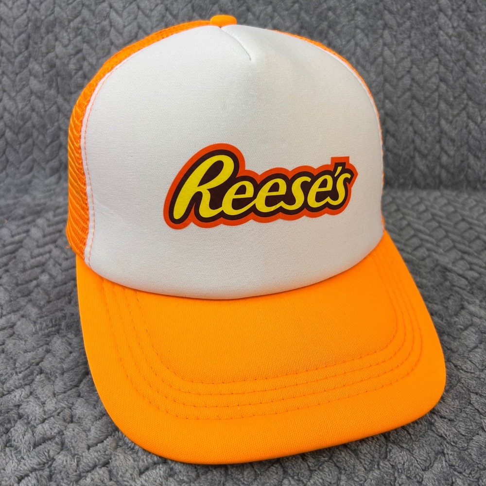 Reese's Logo Unisex Orange White‎ Reese's Trucker Hat Snapback Mesh OSFM